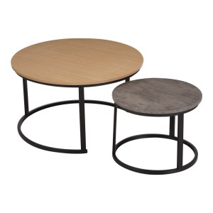 pak-271-000050-2 ΤΡΑΠΕΖΙΑ ΣΑΛΟΝΙΟΥ SOLME I PAKOWORLD ΣΕΤ 2ΤΕΜ OAK ΜΕ ΑΝΤΙΚΕ ΓΚΡΙ ΚΑΙ ΜΑΥΡΑ ΜΕΤΑΛΛΙΚΑ ΠΟΔΙΑ