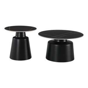 pak-278-000039-1 ΤΡΑΠΕΖΙΑ ΣΑΛΟΝΙΟΥ DUALIS PAKOWORLD ΣΕΤ 2 ΤΕΜ ΜΕΤΑΛΛΟ-SINTERED STONE ΣΕ ΜΑΥΡΟ ΜΑΡΜΑΡΟΥ