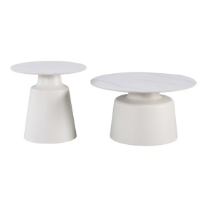 pak-278-000040-1 ΤΡΑΠΕΖΙΑ ΣΑΛΟΝΙΟΥ DUALIS PAKOWORLD ΣΕΤ 2 ΤΕΜ ΜΕΤΑΛΛΟ-SINTERED STONE ΣΕ ΛΕΥΚΟ ΜΑΜΡΜΑΡΟΥ