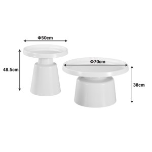 pak-278-000043-4 ΤΡΑΠΕΖΙΑ ΣΑΛΟΝΙΟΥ GINOZE PAKOWORLD ΣΕΤ 2ΤΕΜ ΜΕΤΑΛΛΟ ΛΕΥΚΑ