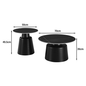 pak-278-000048-3 ΤΡΑΠΕΖΙΑ ΣΑΛΟΝΙΟΥ SCULPT PAKOWORLD ΣΕΤ 2ΤΕΜ ΜΕΤΑΛΛΟ CAPPUCCINO- SINTERED STONE ΣΕ ΟΨΗΣ ΤΡΑΒΕΡΤΙΝΗΣ