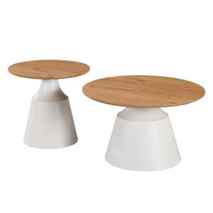 pak-278-000050-1 ΤΡΑΠΕΖΙΑ ΣΑΛΟΝΙΟΥ PARQUET PAKOWORLD ΣΕΤ 2ΤΕΜ ΜΕΤΑΛΛΟ ΛΕΥΚΟ- MDF ΣΕ ΦΥΣΙΚΗ ΑΠΟΧΡΩΣΗ