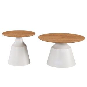 pak-278-000050-2 ΤΡΑΠΕΖΙΑ ΣΑΛΟΝΙΟΥ PARQUET PAKOWORLD ΣΕΤ 2ΤΕΜ ΜΕΤΑΛΛΟ ΛΕΥΚΟ- MDF ΣΕ ΦΥΣΙΚΗ ΑΠΟΧΡΩΣΗ