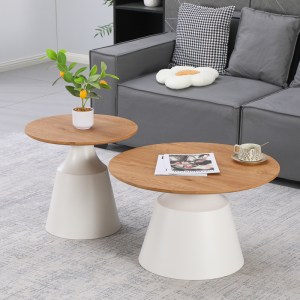 pak-278-000050 ΤΡΑΠΕΖΙΑ ΣΑΛΟΝΙΟΥ PARQUET PAKOWORLD ΣΕΤ 2ΤΕΜ ΜΕΤΑΛΛΟ ΛΕΥΚΟ- MDF ΣΕ ΦΥΣΙΚΗ ΑΠΟΧΡΩΣΗ