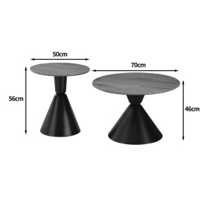 pak-278-000051-3 ΤΡΑΠΕΖΙΑ ΣΑΛΟΝΙΟΥ OBSIDIAN PAKOWORLD ΣΕΤ 2ΤΕΜ ΜΕΤΑΛΛΟ ΜΑΥΡΟ- MDF ΣΕ ΦΥΣΙΚΗ ΑΠΟΧΡΩΣΗ