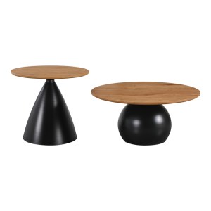 pak-278-000053-2 ΤΡΑΠΕΖΙΑ ΣΑΛΟΝΙΟΥ CAPLE PAKOWORLD ΣΕΤ 2ΤΕΜ ΜΕΤΑΛΛΟ ΜΑΥΡΟ- MDF ΣΕ ΦΥΣΙΚΗ ΑΠΟΧΡΩΣΗ