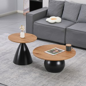pak-278-000053 ΤΡΑΠΕΖΙΑ ΣΑΛΟΝΙΟΥ CAPLE PAKOWORLD ΣΕΤ 2ΤΕΜ ΜΕΤΑΛΛΟ ΜΑΥΡΟ- MDF ΣΕ ΦΥΣΙΚΗ ΑΠΟΧΡΩΣΗ