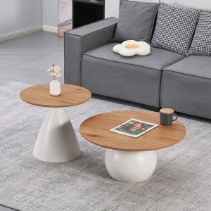 pak-278-000054 ΤΡΑΠΕΖΙΑ ΣΑΛΟΝΙΟΥ CAPLE PAKOWORLD ΣΕΤ 2ΤΕΜ ΜΕΤΑΛΛΟ ΛΕΥΚΟ- MDF ΣΕ ΦΥΣΙΚΗ ΑΠΟΧΡΩΣΗ