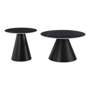 pak-278-000055-2 ΤΡΑΠΕΖΙΑ ΣΑΛΟΝΙΟΥ DUOMA PAKOWORLD ΣΕΤ 2ΤΕΜ ΜΕΤΑΛΛΟ ΜΑΥΡΟ- ΜΑΥΡΟ ΜΑΡΜΑΡΟ