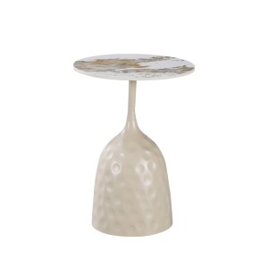 pak-278-000060-1 ΒΟΗΘΗΤΙΚΟ ΤΡΑΠΕΖΙ AMPHORA PAKOWORLD ΜΕΤΑΛΛΟ CAPPUCCINO- ΤΡΑΒΕΡΤΙΝΑ ΜΕ ΟΨΗ ΜΑΡΜΑΡΟΥ Φ40X60ΕΚ