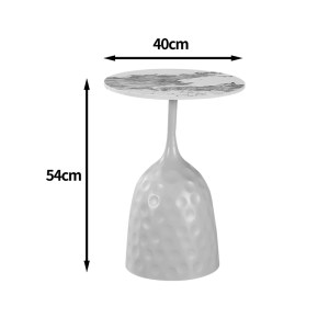 pak-278-000060-2 ΒΟΗΘΗΤΙΚΟ ΤΡΑΠΕΖΙ AMPHORA PAKOWORLD ΜΕΤΑΛΛΟ CAPPUCCINO- ΤΡΑΒΕΡΤΙΝΑ ΜΕ ΟΨΗ ΜΑΡΜΑΡΟΥ Φ40X60ΕΚ