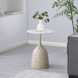pak-278-000060 ΒΟΗΘΗΤΙΚΟ ΤΡΑΠΕΖΙ AMPHORA PAKOWORLD ΜΕΤΑΛΛΟ CAPPUCCINO- ΤΡΑΒΕΡΤΙΝΑ ΜΕ ΟΨΗ ΜΑΡΜΑΡΟΥ Φ40X60ΕΚ