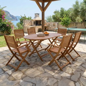 pak-282-000028 ΤΡΑΠΕΖΑΡΙΑ GORPO-FALOV PAKOWORLD ΣΕΤ 7ΤΕΜ ΦΥΣΙΚΟ ΜΑΣΙΦ ΞΥΛΟ ΑΚΑΚΙΑΣ 130X80X72ΕΚ