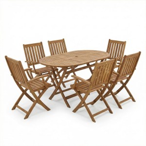 pak-282-000032-1 ΤΡΑΠΕΖΑΡΙΑ MOBIE-FALOV PAKOWORLD ΣΕΤ 7ΤΕΜ ΦΥΣΙΚΟ ΜΑΣΙΦ ΞΥΛΟ ΑΚΑΚΙΑΣ 130X80X72ΕΚ