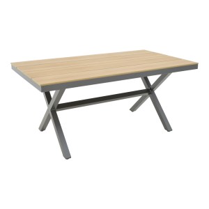 pak-288-000003 ΤΡΑΠΕΖΙ THORIO PAKOWORLD PLYWOOD ΣΕ ΦΥΣΙΚΗ ΑΠΟΧΡΩΣΗ ΚΑΙ ΠΟΔΙ ΑΛΟΥΜΙΝΙΟΥ ΓΚΡΙ 160X90X75ΕΚ