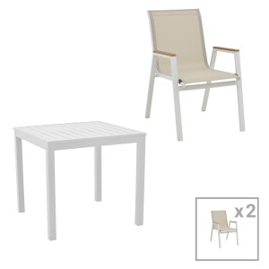 pak-288-000013 ΤΡΑΠΕΖΑΡΙΑ KLITON - AZELIE ΣΕΤ 3ΤΕΜ PAKOWORLD ΑΛΟΥΜΙΝΙΟ ΣΕ ΛΕΥΚΗ ΑΠΟΧΡΩΣΗ 80X80X74ΕΚ