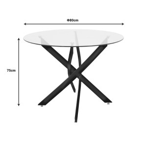 pak-292-000062-5 ΤΡΑΠΕΖΙ ANTORO PAKOWORLD ΓΥΑΛΙ ΚΑΙ ΜΕΤΑΛΛΙΚΑ ΠΟΔΙΑ ΣΕ ΑΠΟΧΡΩΣΗ ΧΡΩΜΙΟΥ Φ80X75ΕΚ