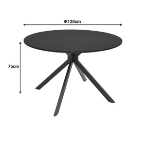 pak-292-000127-4 ΤΡΑΠΕΖΙ XUSON PAKOWORLD ΜΑΥΡΟ MDF ΜΕ ΜΕΤΑΛΛΙΚΟ ΠΟΔΙ Φ120X75ΕΚ