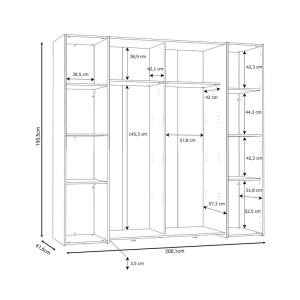 pak-318-000002-4 ΝΤΟΥΛΑΠΑ ΡΟΥΧΩΝ CLOSET PAKOWORLD ΤΕΤΡΑΦΥΛΛΗ SONOMA OAK-ΛΕΥΚΟ ΜΕΛΑΜΙΝΗΣ 200X61.5X190.5ΕΚ