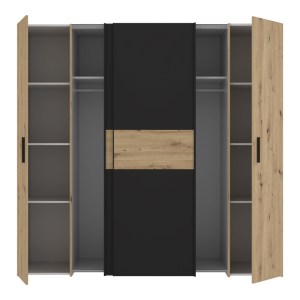 pak-318-000003-3 ΝΤΟΥΛΑΠΑ ΡΟΥΧΩΝ BEKERK PAKOWORLD ΤΕΤΡΑΦΥΛΛΗ ΜΑΥΡΟ-OAK ΜΕΛΑΜΙΝΗΣ 200X61.5X190.5ΕΚ