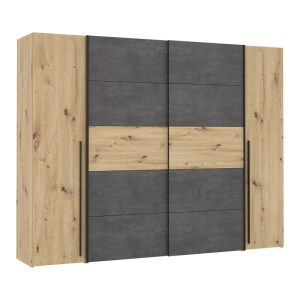 pak-318-000005 ΝΤΟΥΛΑΠΑ ΡΟΥΧΩΝ VERZO PAKOWORLD ΤΕΤΡΑΦΥΛΛΗ OAK-ΑΝΘΡΑΚΙ ΜΕΛΑΜΙΝΗΣ 270.5X61.5X210.5ΕΚ