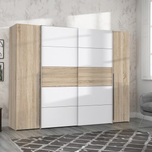 pak-318-000006-1 ΝΤΟΥΛΑΠΑ ΡΟΥΧΩΝ VERZO PAKOWORLD ΤΕΤΡΑΦΥΛΛΗ OAK-ΛΕΥΚΟ ΜΕΛΑΜΙΝΗΣ 270,5X61.5X210.5ΕΚ
