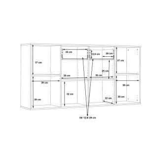 pak-318-000022-6 ΜΠΟΥΦΕΣ DREPEN PAKOWORLD ΜΕΛΑΜΙΝΗ ΣΕ ΛΕΥΚΟ ΚΑΙ SONOMA ΧΡΩΜΑ 162.3X34.2X81.7ΕΚ