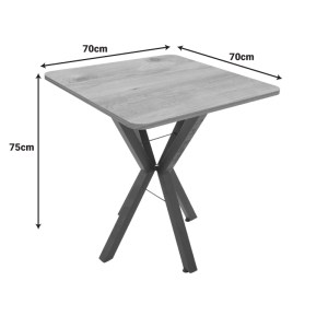 pak-321-000081-3 ΤΡΑΠΕΖΙ PRESTONE PAKOWORLD OAK ΜΕΛΑΜΙΝΗΣ-ΜΑΥΡΟ ΜΕΤΑΛΛΟ 70X70X75ΕΚ