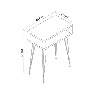 pak-321-000114-2 ΚΟΜΟΔΙΝΟ NAIDA PAKOWORLD ΣΕ ΛΕΥΚΗ ΑΠΟΧΡΩΣΗ -ΜΑΥΡΑ ΜΕΤΑΛΛΙΚΑ ΠΟΔΙΑ 40X30X59ΕΚ