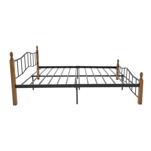 pak-330-000009-3 ΚΡΕΒΑΤΙ ΔΙΠΛΟ FARYN PAKOWORLD ΚΑΡΥΔΙ RUBBERWOOD-ΜΑΥΡΟ ΜΕΤΑΛΛΟ 150X200ΕΚ