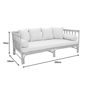 pak-335-000013-7 ΚΑΝΑΠΕΣ ALESSA PAKOWORLD ΦΥΣΙΚΟ RATTAN-ΛΕΥΚΟ ΥΦΑΣΜΑ ΜΕ ΜΑΞΙΛΑΡΙΑ 200X100X76ΕΚ