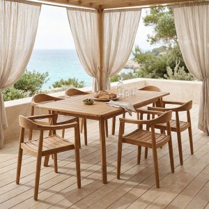 pak-340-000041 ΤΡΑΠΕΖΑΡΙΑ 9 ΤΕΜ. GANNY-PINO PAKOWORLD TEAK ΞΥΛΟ ΣΕ ΦΥΣΙΚΗ ΑΠΟΧΡΩΣΗ 180/240X100X75ΕΚ