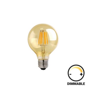 pak-342-000076 ΛΑΜΠΤΗΡΑΣ LED G80 BULB PAKOWORLD DIMMABLE 8W E27 2700K AMBER