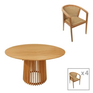 pak-343-000073 ΤΡΑΠΕΖΑΡΙΑ GRANNY-KENDA I PAKOWORLD ΣΕΤ 5ΤΕΜ ΣΕ ΦΥΣΙΚΗ-ΜΠΕΖ ΑΠΟΧΡΩΣΗ Φ120X75ΕΚ