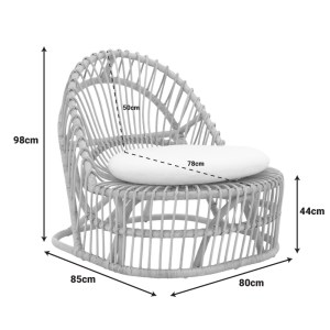 pak-343-000095-6 ΠΟΛΥΘΡΟΝΑ TROMSO PAKOWORLD PE RATTAN ΣΕ ΦΥΣΙΚΗ ΑΠΟΧΡΩΣΗ ΜΕ ΕΚΡΟΥ ΧΡΩΜΑ ΜΑΞΙΛΑΡΙ 80X85X98ΕΚ