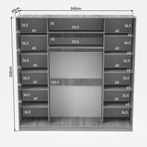 pak-361-000055-7 ΝΤΟΥΛΑΠΑ ΤΡΙΦΥΛΛΗ ΣΥΡΟΜΕΝΗ ΜΕ ΚΑΘΡΕΦΤΗ APARADOR I PAKOWORLD ΣΕ ΛΕΥΚΗ ΑΠΟΧΡΩΣΗ 240X60X240ΕΚ