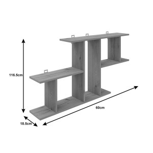 pak-361-000088-3 ΡΑΦΙΕΡΑ ΤΟΙΧΟΥ VERTOURA PAKOWORLD ΣΕ ΑΝΘΡΑΚΙ ΑΠΟΧΡΩΣΗ 116X18.5X60CM