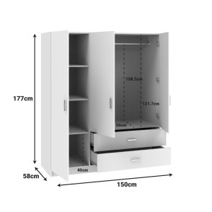 pak-361-000116-4 ΝΤΟΥΛΑΠΑ ΤΡΙΦΥΛΛΗ ROYAL PAKOWORLD ΜΕ ΣΥΡΤΑΡΙΑ SONOMA 150X58X177ΕΚ