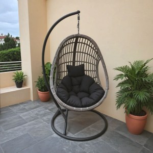 pak-368-000007-1 ΚΟΥΝΙΑ ΦΩΛΙΑ ΜΕ ΒΑΣΗ CUNGO PAKOWORLD ΜΕΤΑΛΛΟ - PE RATTAN ΣΕ ΓΚΡΙ ΑΠΟΧΡΩΣΗ 125X105X195ΕΚ