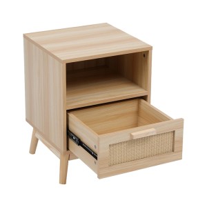 pak-370-000038-4 ΚΟΜΟΔΙΝΟ SCANDY PAKOWORLD ΜΕ ΡΑΦΙ ΞΥΛΟ ΠΕΥΚΟΥ-RATTAN ΣΕ ΦΥΣΙΚΗ ΑΠΟΧΡΩΣΗ 40X39.5X55ΕΚ