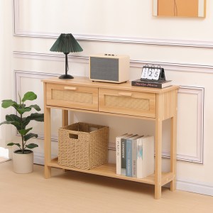 pak-370-000042 ΚΟΝΣΟΛΑ ALENDA PAKOWORLD ΞΥΛΟ ΠΕΥΚΟΥ-RATTAN ΣΕ ΦΥΣΙΚΗ ΑΠΟΧΡΩΣΗ 100X30X76ΕΚ