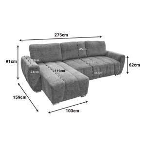 pak-371-000002-7 ΓΩΝΙΑΚΟΣ ΑΝΑΣΤΡΕΨΙΜΟΣ ΚΑΝΑΠΕΣ-ΚΡΕΒΑΤΙ VIVAD PAKOWORLD ΥΦΑΣΜΑ ΣΕ ΜΕΝΤΑ ΑΠΟΧΡΩΣΗ 275X164X91ΕΚ