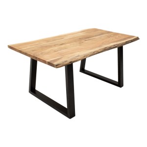 pak-372-000001-3 ΤΡΑΠΕΖΙ MILES SLIM PAKOWORLD ΜΑΣΙΦ ΞΥΛΟ ΑΚΑΚΙΑΣ ΣΕ ΦΥΣΙΚΗ ΑΠΟΧΡΩΣΗ ΜΕ ΜΑΥΡΑ ΜΕΤΑΛΛΙΚΑ ΠΟΔΙΑ 140X80X76ΕΚ