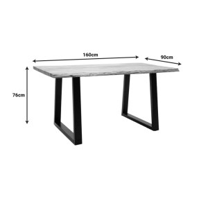 pak-372-000003-5 ΤΡΑΠΕΖΙ MILES SLIM PAKOWORLD ΜΑΣΙΦ ΞΥΛΟ ΑΚΑΚΙΑΣ ΣΕ ΦΥΣΙΚΗ ΑΠΟΧΡΩΣΗ ΜΕ ΜΑΥΡΑ ΜΕΤΑΛΛΙΚΑ ΠΟΔΙΑ 160X90X76ΕΚ