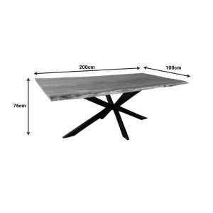 pak-372-000013-2 ΤΡΑΠΕΖΙ MILES PAKOWORLD ΜΑΣΙΦ ΞΥΛΟ ΑΚΑΚΙΑΣ ΠΑΧΟΥΣ 3.7-4ΕΚ ΣΕ ΦΥΣΙΚΗ ΑΠΟΧΡΩΣΗ ΜΕ ΜΑΥΡΑ ΜΕΤΑΛΛΙΚΑ ΠΟΔΙΑ 200X100X76ΕΚ