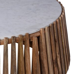 pak-372-000017-2 ΤΡΑΠΕΖΙ ΣΑΛΟΝΙΟΥ MABLE PAKOWORLD MANGO ΞΥΛΟ ΣΕ ΦΥΣΙΚΗ ΑΠΟΧΡΩΣΗ ΜΕ ΕΠΙΦΑΝΕΙΑ ΜΑΡΜΑΡΟΥ Φ120X45ΕΚ