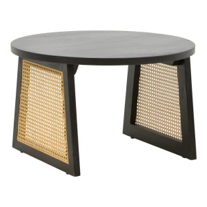 pak-376-000006 ΤΡΑΠΕΖΙ TAMARIND PAKOWORLD ΞΥΛΟ MANGO-ΦΥΣΙΚΟ RATTAN ΣΕ ΜΑΥΡΗ ΑΠΟΧΡΩΣΗ Φ65X40ΕΚ