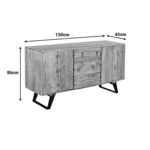 pak-379-000009-7 ΜΠΟΥΦΕΣ LEONTINA PAKOWORLD ΜΑΣΙΦ ΞΥΛΟ ΑΚΑΚΙΑΣ ΣΕ ΦΥΣΙΚΗ ΑΠΟΧΡΩΣΗ ΜΕ ΠΟΔΙ ΜΑΥΡΟ ΜΕΤΑΛΛΟ 150X45X86ΕΚ