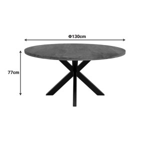 pak-379-000051-3 ΤΡΑΠΕΖΙ ROYALTY PAKOWORLD ΜΑΣΙΦ MANGO ΞΥΛΟ ΚΑΡΥΔΙ-ΠΟΔΙ ΜΑΥΡΟ ΜΕΤΑΛΛΟ Φ130X77ΕΚ