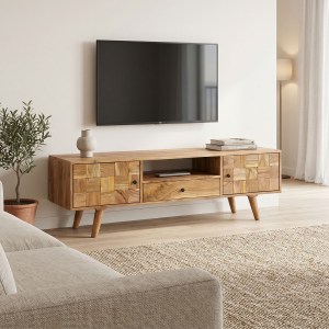 pak-379-000058 ΕΠΙΠΛΟ ΤΗΛΕΟΡΑΣΗΣ FIRPO PAKOWORLD ΜΑΣΙΦ ΞΥΛΟ ΑΚΑΚΙΑΣ ΣΕ ΦΥΣΙΚΗ ΑΠΟΧΡΩΣΗ 130X35X45ΕΚ